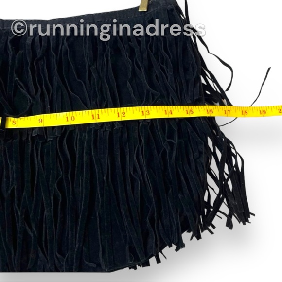 Nine West Black Faux Suede Fringe Shoulder Bag In Black - Picture 10 of 12